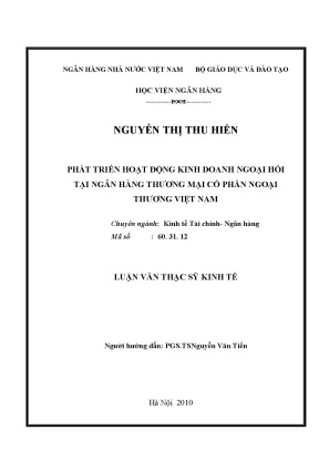 Phát triển hoạt động kinh doanh ngoại hối tại ngân hàng thương mại cổ phần ngoại thương việt nam