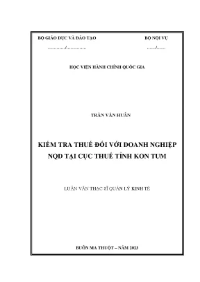 Kiểm tra thuế đối với doanh nghiệp nqd tại cục thuế tỉnh kon tum
