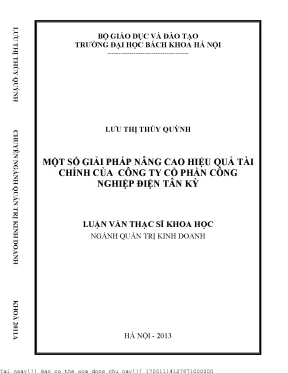 Một số giải pháp nâng ao hiệu quả tài chính của công ty cổ phần công nghiệp điện tân kỳ