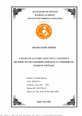 A study on factors affecting customers decision to use e banking services at commercial banks in vietnam