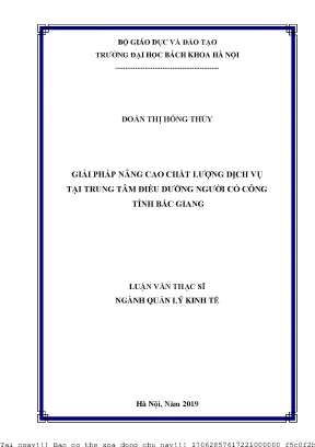 Giải pháp nâng ao hất lượng dịh vụ tại trung tâm điều dưỡng người ó ông tỉnh bắ giang