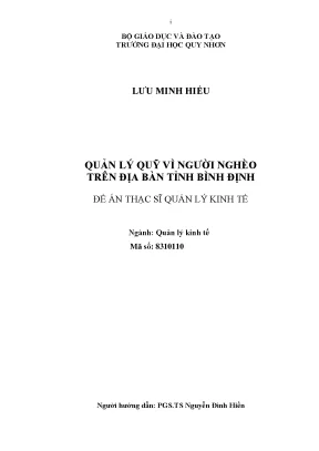 Quản lý quỹ vì người nghèo trên địa bàn tỉnh bình định