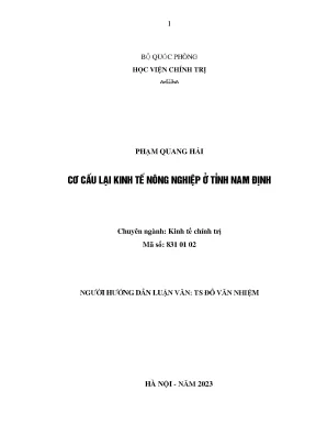 Cơ cấu lại kinh tế nông nghiệp tỉnh nam định