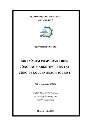 Một số giải pháp hoàn thiện công tác marketing mix tại công ty golden beach tourist