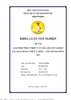 Giải pháp phát triển văn hóa doanh nghiệp tại ngân hàng tmcp á châu chi nhánh đông đô