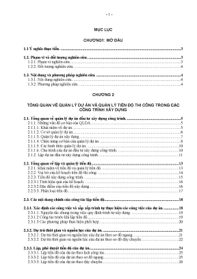 Nghiên cứu một số nội dung lập và quản lý tiến độ thi công các công trình xây dựng đường trong điều kiện việt nam