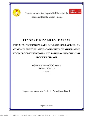 The impact of corporate governance factors on company performance case study of vietnamese food processing companies listed on ho chi minh stock exchange