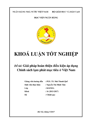 Giải pháp hoàn thiện điều kiện áp dụng chính sách lạm phát mục tiêu ở việt nam