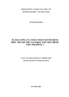 Luận văn sự hài lòng của thân nhân người bệnh điều trị nội trú tại khoa tiêu hóa bệnh viện nhi đồng 1