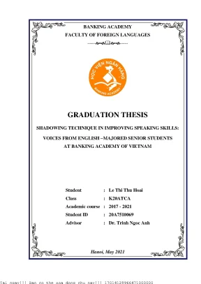 Shadowing technique in improving speaking skills voices from english majored senior students at banking academy of vietnam