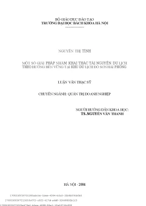 Một số giải pháp nhằm khai thá tài nguyên du lịh theo hướng bền vững tại khu du lịh đồ sơn hải phòng