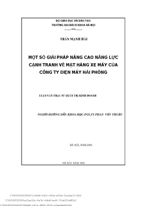 Một số giải pháp nâng ao năng lự ạnh tranh về mặt hàng xe máy ủa công ty điện máy hải phòng