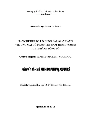 Hạn chế rủi ro tín dụng tại ngân hàng thương mại cổ phần việt nam thịnh vượng chi nhánh đông đô