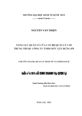 Năng lực quản lý của cán bộ quản lý cấp trung tại công ty tnhh mtv xây dựng 470