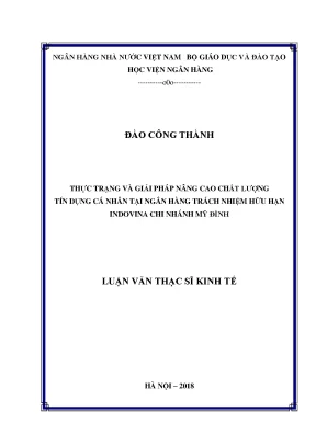 Thực trạng và giải pháp nâng cao chất lượng tín dụng cá nhân tại ngân hàng trách nhiệm hữu hạn indovina chi nhánh mỹ đình