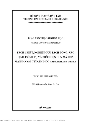 Táh hiết nghiên ứu táh dòng xá định trình tự và biểu hiện gen mã hoá mannanase từ nấm mố aspergillus niger
