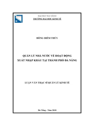 Quản lý nhà nước về hoạt động xuất nhập khẩu tại thành phố đà nẵng