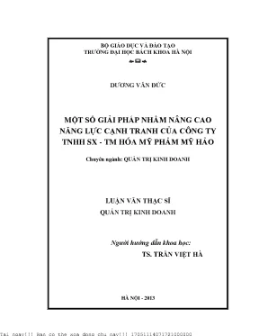 Một số giải pháp nhằm nâng ao năng lực cạnh tranh của công ty tnhh sx tm hóa mỹ phẩm mỹ hảo
