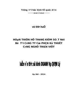 Hoàn thiện hệ thống kiểm soát nội bộ tại công ty cổ phần kỹ thuật công nghệ thiên việt