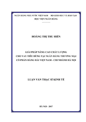 Giải pháp nâng cao chất lượng cho vay tiêu dùng tại ngân hàng thương mại cổ phần hàng hải việt nam chi nhánh hà nội