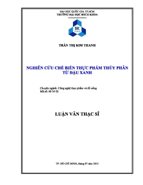 Nghiên cứu chế biến thực phẩm thủy phân từ đậu xanh