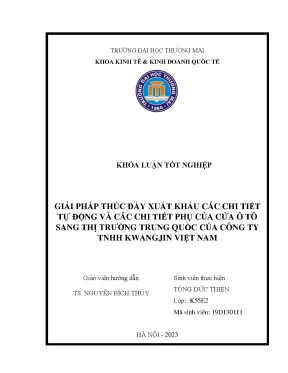 Giải pháp thúc đẩy xuất khẩu sang thị trường trung quốc của công ty tnhh kwang jin việt nam