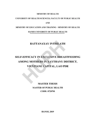 Luận văn self efficacy in exclusive breastfeeding among mothers in xaythany district vientiane capital lao pdr