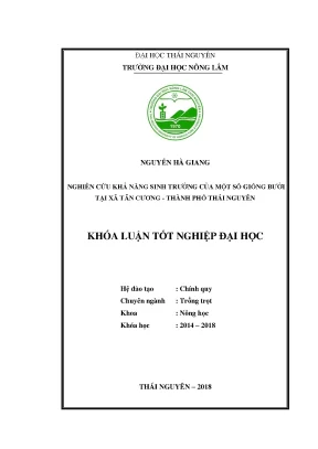 Luận văn tốt nghiệp nghiên cứu khả năng sinh trưởng của một số giống bưởi tại xã tân cương thành phố thái nguyên