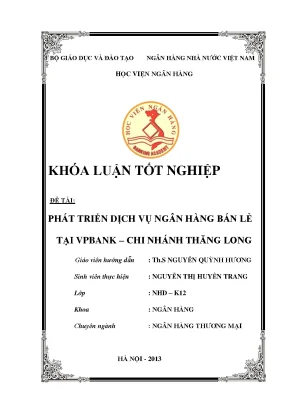 Phát triển dịch vụ ngân hàng bán lẻ tại vp bank chi nhánh thăng long