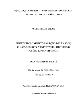 Luận văn thạc sĩ kinh tế phân tích các nhân tố tác động đến tỷ số nợ của các công ty niêm yết trên thị trường chứng khoán việt nam
