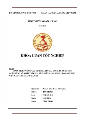 Hoàn thiện công tác định giá bđs tại công ty tnhh mtv quản lý nợ và khai thác tài sản ngân hàng tmcp công thương