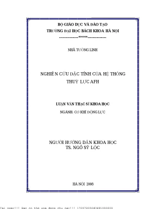 Nghiên ứu đặc tính của hệ thống thuỷ lực afh