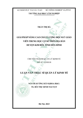 Giải pháp nâng cao chất lượng đội ngũ giáo viên trung học cơ sở trên địa bàn huyện kim bôi tỉnh hòa bình