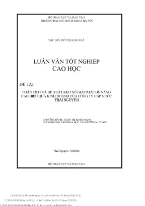 Phân tíh và đề xuất một số giải pháp để nâng ao hiệu quả kinh doanh ủa công ty ấp nướ thái nguyên