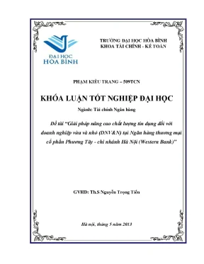 Giải pháp nâng cao chất lượng tín dụng đối với doanh nghiệp vừa và nhỏ dnvn tại ngân hàng thương mại cổ phần phương tây chi nhánh hà nội western bank