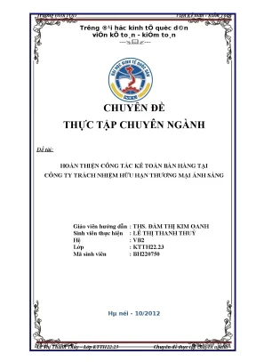 Luận văn tốt nghiệp công tác kế toán bán hàng tại công ty trách nhiệm hữu hạn thương mại ánh sáng