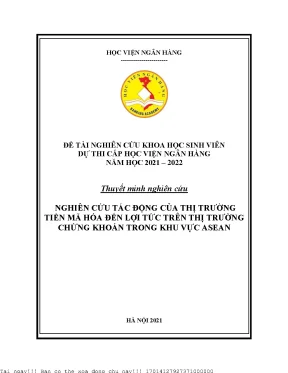 Nghiên cứu tác động của thị trường tiền mã hóa đến lợi tức trên thị trường chứng khoán trong khu vực asean