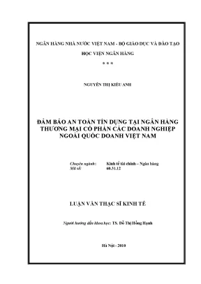 Đảm bảo an toàn tín dụng tại ngân hàng thương mại cổ phần các doanh nghiệp ngoài quốc doanh việt nam