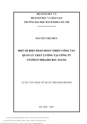 Một số biện pháp hoàn thiện ông tá quản lý hất lượng tại công ty ổ phần mikado bắ giang