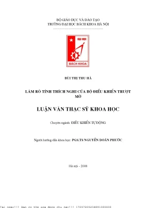 Làm rõ tính thíh nghi ủa bộ điều khiển trượt mờ