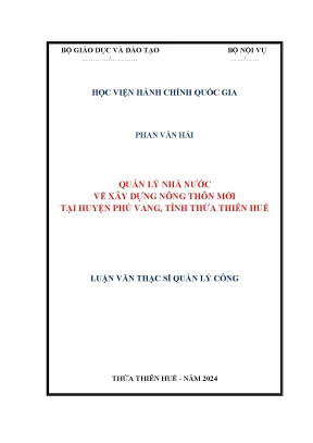 Quản lý nhà nước về xây dựng nông thôn mới tại huyện phú vang tỉnh thừa thiên huế