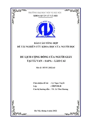 Đề tài du lịch cộng đồng của người giáy ở tả van sapa lào cai