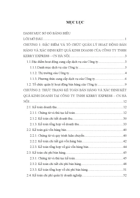 Thực trạng kế toán bán hàng và xác định kết quả kinh doanh tại công ty trách nhiệm hữu hạn kerry express cn hà nội
