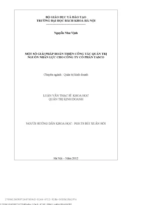 Một số giải pháp hoàn thiện ông tá quản trị nguồn nhân lự ho công ty ổ phần taso