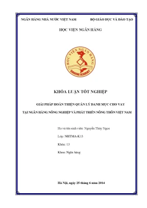 Giải pháp hoàn thiện quản lý danh mục cho vay tại ngân hàng nông nghiệp và phát triển nông thôn việt nam