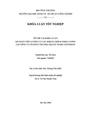 Kế toán tiền lương và các khoản trích theo lương tại công ty cổ phần thương mại kỹ nghệ vietgreen
