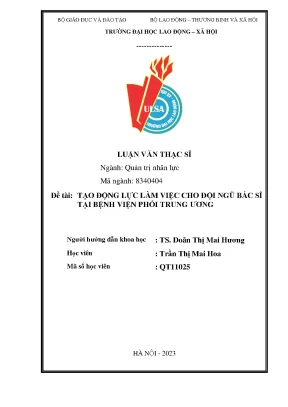 Tạo động lực làm việc cho đội ngũ bác sĩ tại bệnh viện phổi trung ương