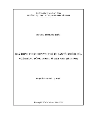 Quá trình thực hiện vai trò tư bản tài chính của ngân hàng đông dương ở việt nam 1875 1955