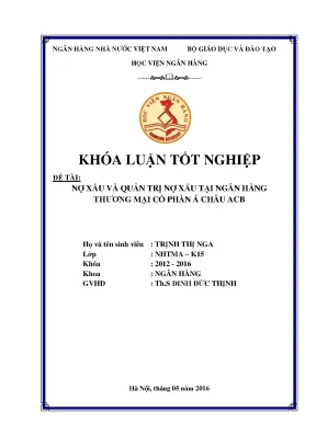 Nợ xấu và quản trị nợ xấu tại ngân hàng thương mại cổ phần á châu acb