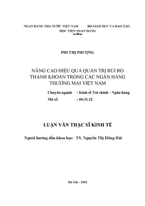 Nâng cao hiệu quả quản trị rủi ro thanh khoản trong các ngân hàng thương mại việt nam